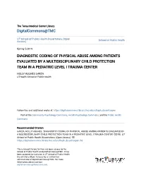 Diagnostic Coding of Physical Abuse Among Patients Evaluated by a Multidisciplinary Child Protection Team in a Pediatric Level I Trauma Center