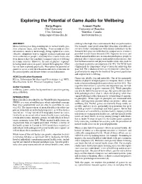 Exploring the Potential of Game Audio for Wellbeing