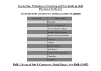 Netaji Nagar : New Delhi-110023 Manual No. 9 Directory of Teaching