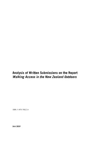 Analysis of Written Submissions on the Report Walking Access in the New Zealand Outdoors