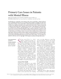 Primary Care Issues in Patients with Mental Illness