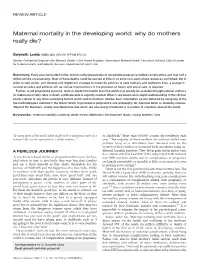 Maternal Mortality in the Developing World: Why Do Mothers Really Die?