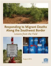 Responding to Migrant Deaths Along the Southwest Border Lessons from the Field