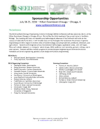 Sponsorship Opportunities July 18-21, 2016 – Hilton Downtown Chicago – Chicago, IL