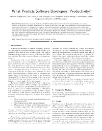 What Predicts Software Developers' Productivity?