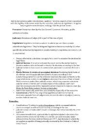 Administrative Law Notes Week 1, Lecture 1