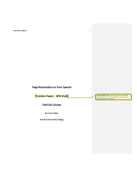 Flag-Desecration As Free Speech Position Paper