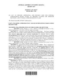 General Assembly of North Carolina Session 2019 Session Law 2020-97 House Bill 1105 an Act to Provide Additional and Revised