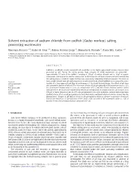 Solvent Extraction of Sodium Chloride from Codfish