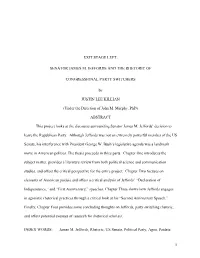 1 Exit Stage Left: Senator James M. Jeffords and The