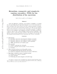 Hermitian, Symmetric and Symplectic Random Ensembles
