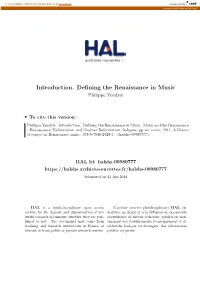 Introduction. Defining the Renaissance in Music