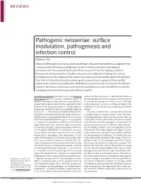 Pathogenic Neisseriae: Surface Modulation, Pathogenesis and Infection Control