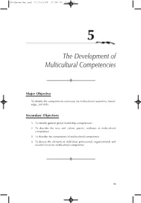 The Development of Multicultural Competencies