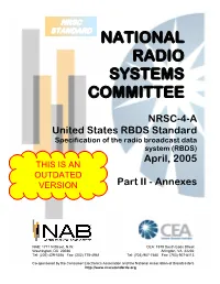 United States RBDS Standard Specification of the Radio Broadcast Data System (RBDS) April, 2005