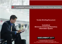 Vendor Briefing Document Centralised Electronic Archiving