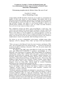 Determining Morphosyntactic Feature Values: the Case of Case1 Greville G