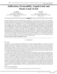 Infiltration, Permeability, Liquid Limit and Plastic Limit of Soil (IJIRST/ Volume 4 / Issue 6 / 003)