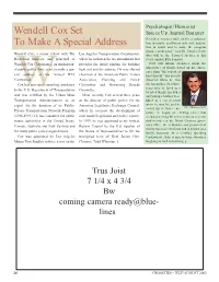 Wendell Cox Set to Make a Special Address