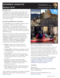 Wilderness Character Resource Brief
