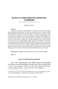 Block Vs. Parr Debating Abortion: a Summary