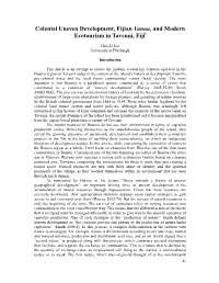 Colonial Uneven Development, Fijian Vanua, and Modern Ecotourism in Taveuni, Fijii