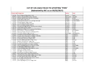 List of Colleges Failed to Updating