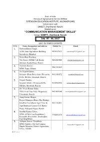 LIST of PARTICIPANTS Sl.No