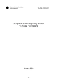 Low-Power Radio-Frequency Devices Technical Regulations