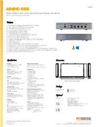 MNHO-068 DATASHEET Intel® J1900 4 LAN 1 COM Wifi 4G Firewall Router Mini Server