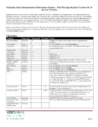 Nebraska State Immunization Information System – Flat File Specification Version 10.1.0 (Revised 7/09/2021)