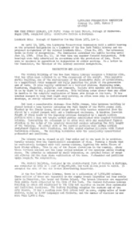 New York Public Library and the Proposed Designation of the Related Landmark Site