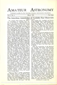 The American Association of Variable Star Observers ANNE YOUNG for Several Years Before the Amen- Huge Number, Mr