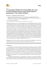 A Geometrical Method for Sound-Hole Size and Location Enhancement in Lute Family Musical Instruments: the Golden Method
