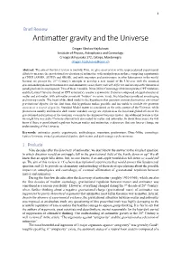 Antimatter Gravity and the Universe