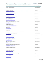 Approved & Auto-Authorized Sponsors