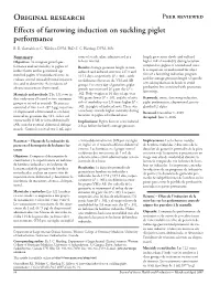 Effects of Farrowing Induction on Suckling Piglet Performance
