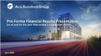 Pro Forma Financial Results Presentation