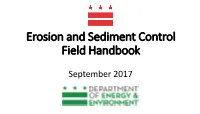 Soil Erosion and Sediment Control Field Handbook