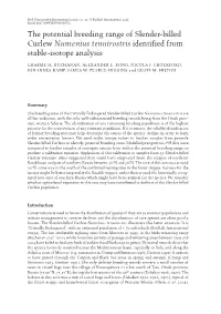 The Potential Breeding Range of Slender-Billed Curlew Numenius Tenuirostris Identified from Stable-Isotope Analysis