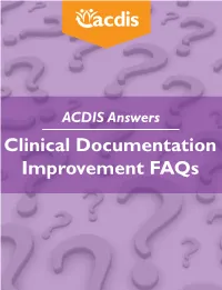 Clinical Documentation Improvement Faqs of BLR AACDIFAQ
