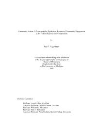 Community Action: a Framework for Egalitarian, Reciprocal Community Engagement in the Field of Rhetoric and Composition
