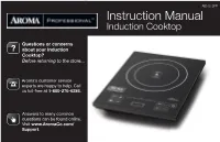 Instruction Manual Induction Cooktop