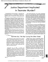 Justice Department Implicated in Teamster Murder?
