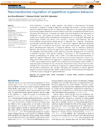 Neuroendocrine Regulation of Appetitive Ingestive Behavior