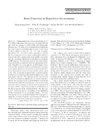 Renal Function in Hyperbaric Environment