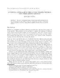 A Unifying Approach to the Acyclic Models Method and Other Lifting Lemmas