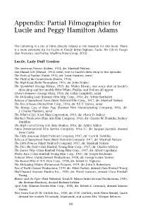 Appendix: Partial Filmographies for Lucile and Peggy Hamilton Adams