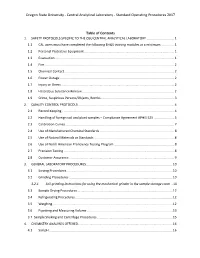 Central Analytical Laboratory - Standard Operating Procedures 2017