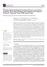 Deciphering the Binding Interactions Between Acinetobacter Baumannii ACP and Β-Ketoacyl ACP Synthase III to Improve Antibiotic Targeting Using NMR Spectroscopy